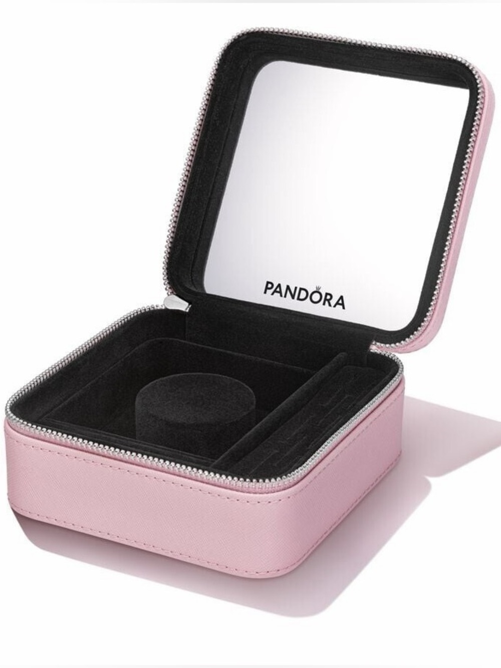 Pandora Pink Leather Mirrored Jewelry Box